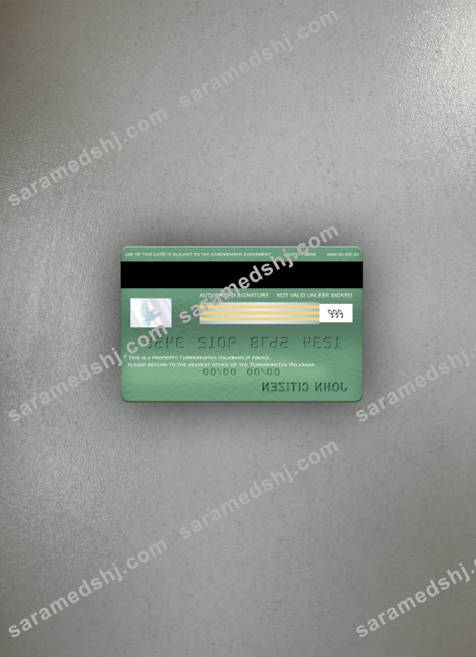 Turkmenistan Halkbank visa electron card photolook back